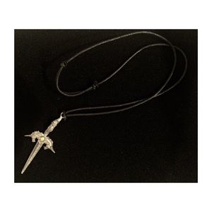 Unicorn and Wizard dagger pendant necklace